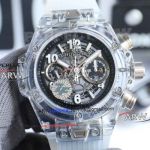 Replica ZF Hublot Big Bang Sapphire Case Grey Dial Transparent Rubber Strap Swiss Watch